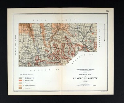 1879 Pennsylvania Geology Map Crawford County Meadville Coneaut Titusville PA - Image 1 of 3