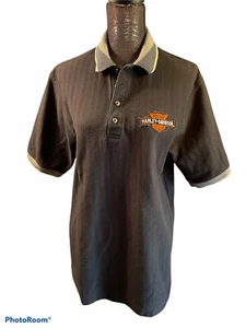Munsingwear Mens Size L Black Collared Harley Davidson Patch Polo - Picture 1 of 9
