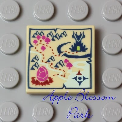 NUEVO Lego Elfos Minifigura DRAGÓN HUEVO TESORO MAPA 2x2 AZULEJOS - Tostado con Elfo Rosa y Azul Foto 1 de 3