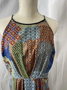 Under Skies, Damen, S, blau Bohemian Patchwork Neckholder gefüttert Maxikleid Neu mit Etikett - Bild 1 von 10