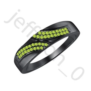 0.40 Ctw Lab Created Peridot 14K Black Gold Over Anniversary Band Ring For Men's - Picture 1 of 5