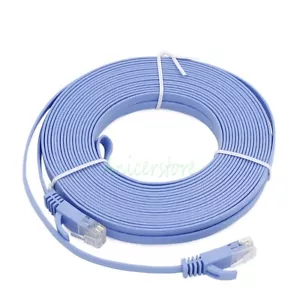 Cable de Internet LAN de red Ethernet CAT6 RJ45 30M 98 ft plano UTP azul - Imagen 1 de 5