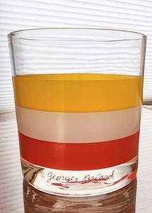 1 MCM Georges Briard CABANA Striped Orange Sunrise Old Fashion Barware Glasses - Picture 1 of 7