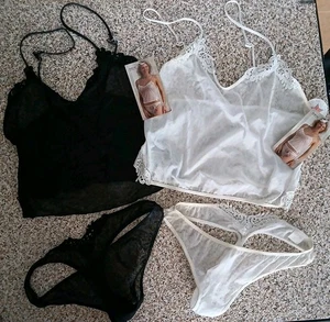 Sexy Lace Camisole Thong Teddy PJ's 32 34 BLACK White NWT WHOLE SALE 90 SETS - Picture 1 of 8