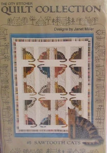 SAWTOOTH CATS Whimsical Pieced Quilt Pattern Janet Miller The City Stitcher VTG - Picture 1 of 2