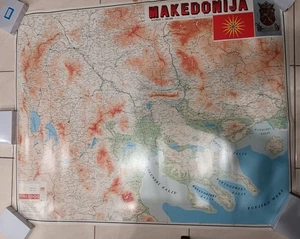 MAKEDONIJA MACEDONIA 1990 North MAP  VINTAGE Old School Villages Poster Wall - Bild 1 von 10