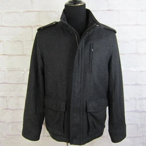 Express Charcoal Black Wool Blend Zip Up Coat Size M - Picture 1 of 8