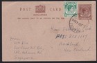 SINGAPORE 1948 GVI 4c postcard uprated 3c used to New Zealand..............D6702
