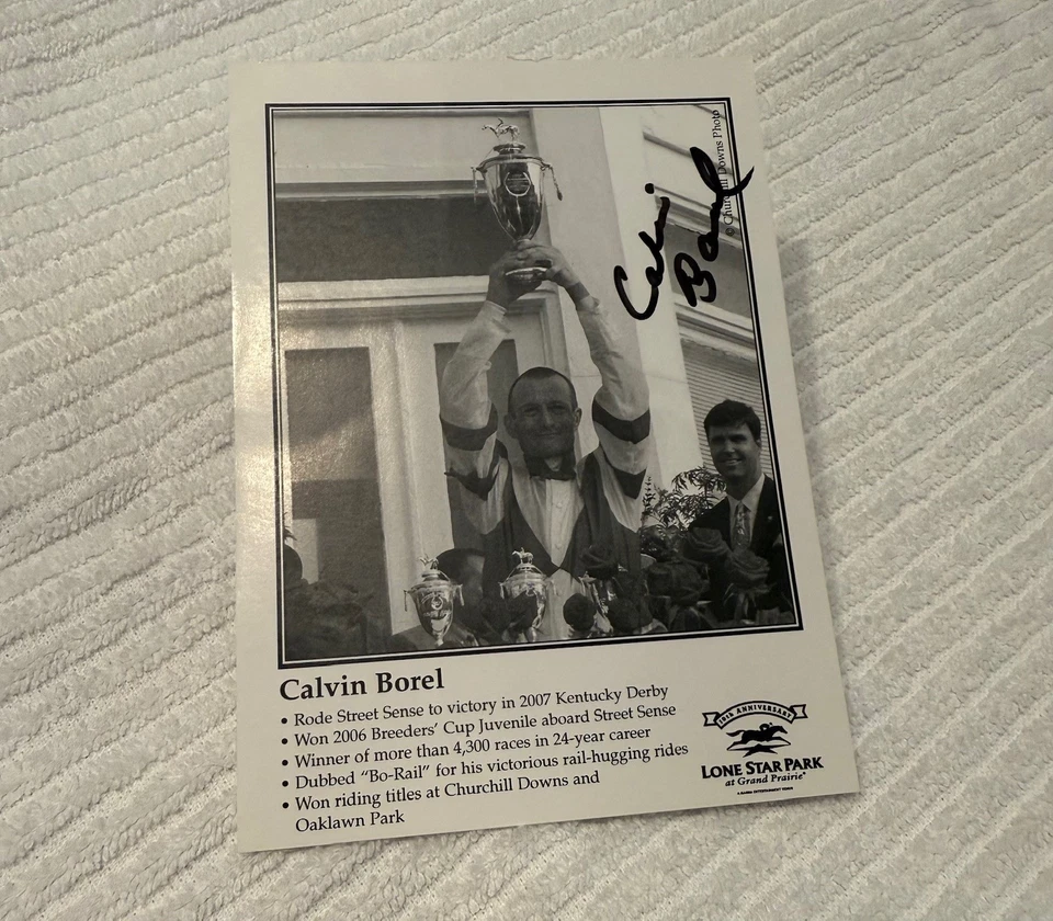 ¡Autógrafo firmado por Calvin Borel 4 x 6 en foto! 3x Kentucky Derby Jockey   Foto 1 de 1