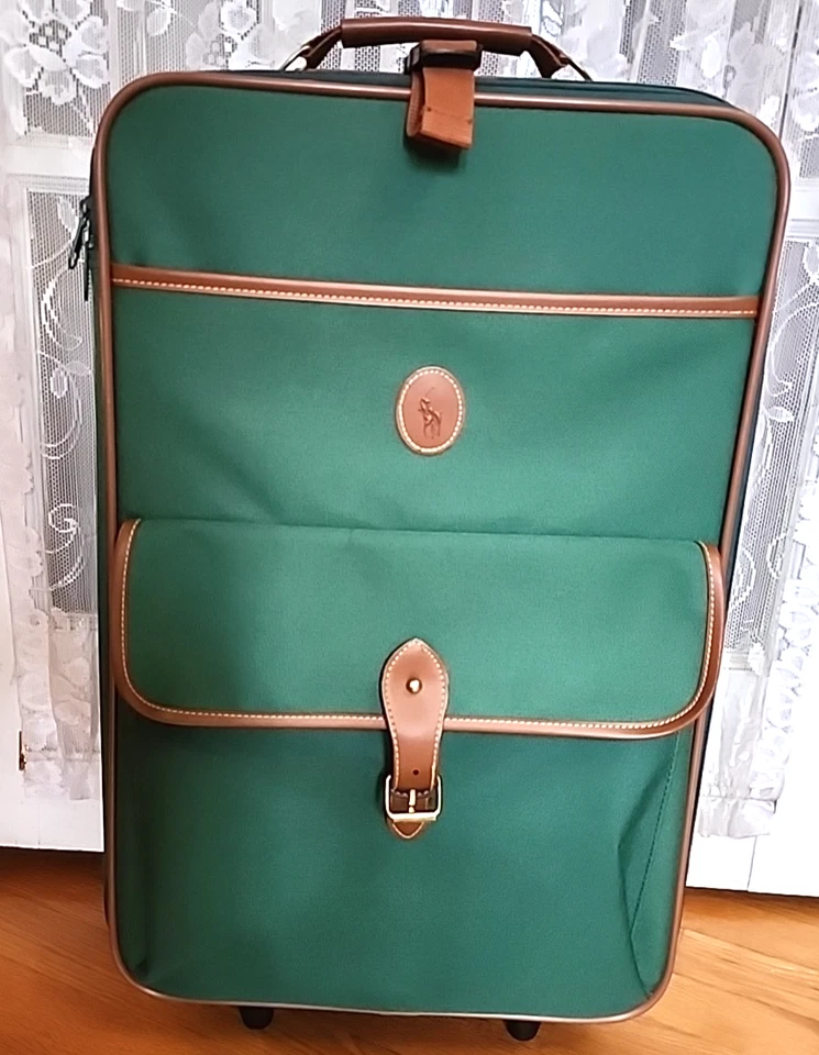 Maleta de viaje vintage de los años 80 Polo Ralph Lauren verde con ruedas Foto 1 de 4