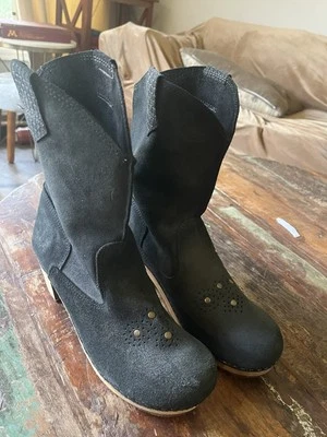 Botas zueco de cuero gamuza negras Sanita para mujer talla 9 Moto EU 41 danesas Foto 1 de 3
