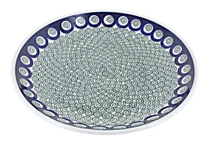 Blue Rose Polish Pottery Peacock Swirl Dinner Plate - Picture 1 of 2