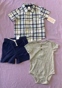 Just One You by Carters' Baby Boy 3 Pc Set Tops and Bottom Navy Size 9M - Picture 1 of 3