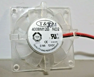 T&T 4008M12B ND2 Clear 2 Wire / 2 Pin Cooling Fan 40mm x 40mm x 9mm - Picture 1 of 6