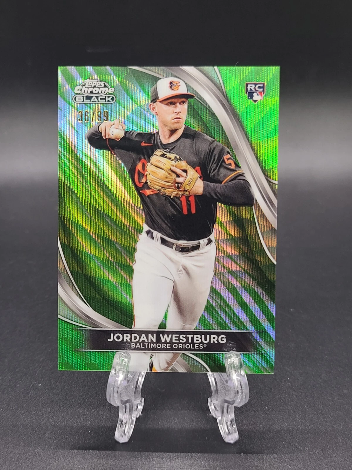 2024 Topps Chrome Black JORDAN WESTBURG Rookie Refractor Green /99 Orioles #76