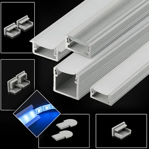 Aluprofil LED Streifen 1m 2m Profil Montagezubehör Beleuchtung Schiene - Bild 1 von 57