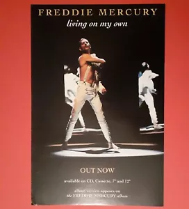 FREDDIE MERCURY Living On My Own UK 1993 Parlophone 13" x 20" promo poster - Foto 1 di 1