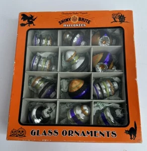 Christopher Radko Shiny Bright Halloween Glass Glitter Ornaments 12 ct 2015 - Picture 1 of 7