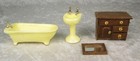 Dollhouse Miniature Furniture Yellow Bathroom Bathtub Sink Vanity Mirror