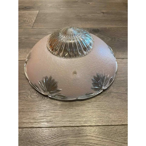 VINTAGE 1940s art deco frosted textured ceiling light shade pink & clear Cover