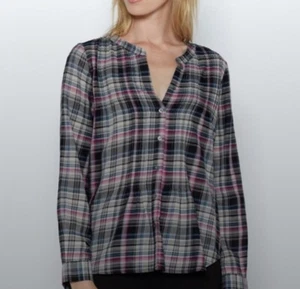 NWT Joie "Naos" Caviar Plaid 100% Cotton Button Front Blouse Shirt Top Size XS - Picture 1 of 8