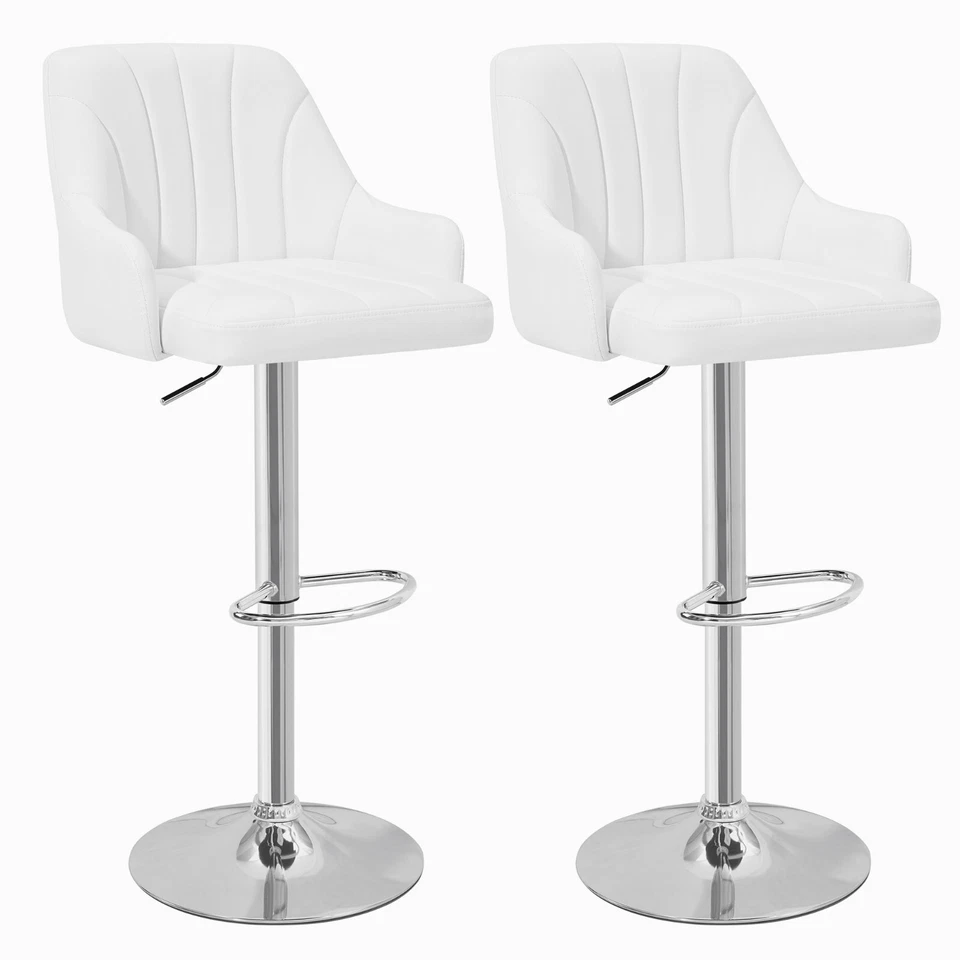 Bar Stools Set of 2 Adjustable Counter Kitchen Dining Swivel Leather Back Chairs - Image 1 of 4