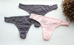 3 Pack Women Thongs Cotton&Mesh Underwear Hipster Seamless G-string Panties M