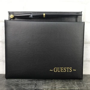 Victoria Lynn Black and Gold Print Wedding / Guest Book with Pen 60 Page NEW - Picture 1 of 12