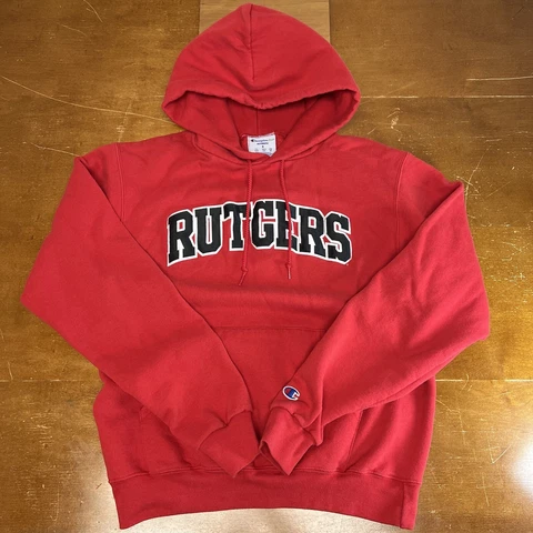 Rutgers Scarlet Knights Sweatshirt Mens Small Red Fleece Hoodie Champion Cover