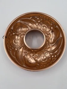 Vintage Copper Aluminum Hanging Round Jello Tin Mold Wall Bundt fruit Cake Pan  - Picture 1 of 9