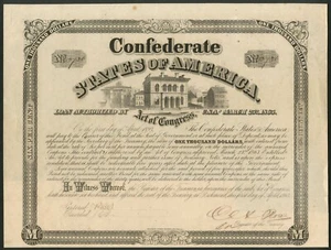 U.S.A., Confederate States, Act of March 23 1863, 6% bond for $1000 - Picture 1 of 1