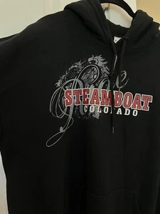 Hoodie Steamboat Colorado Gildan schwarz schweres Sweatshirt Herren Pullover Gr. L - Bild 1 von 7