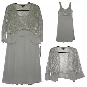 NWT Beige Taupe Sparkle Lace 2-Piece Jacket Dress Size 10, Dress & Jacket - Picture 1 of 14