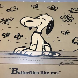 Cartulina con impresión de calendario Peanuts Schulz Snoopy Butterflies de colección años 60 - Imagen 1 de 10