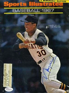 Maury Wills Jsa Cert Sticker Signed 1967 Sports Illustared Cover Autograph - Picture 1 of 1