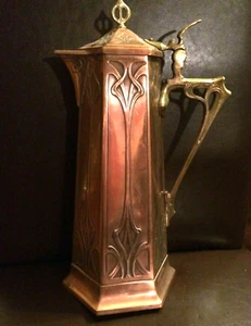 RAR!!! WMF Straußenmarke Jugendstil Kanne KUPFER Karaffe Krug 32 cm - Bild 1 von 12