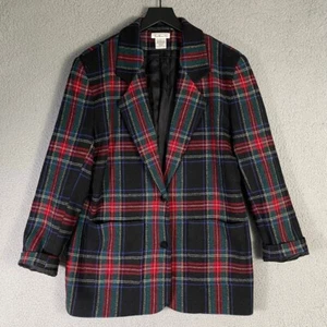 Talbots Vintage Plaid Wool Blazer Jacket Small USA Made Classic Tartan Preppy - Picture 1 of 11