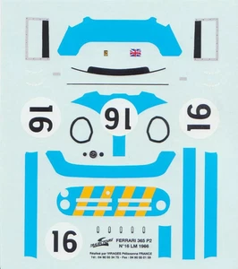 FERRARI 365 P2 SPYDER  N°16 -24 HOURS LE MANS 1966  JPS DECALS 1/43 - Foto 1 di 1