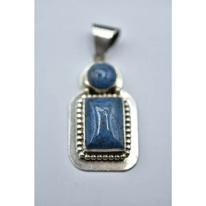 Vintage Navajo Bea Tom Sterling Silver Gemstone Pendant Blue Precious Tribe Bin7 - Picture 1 of 12