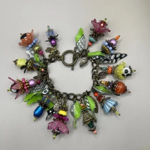 Julie Haymaker Womens Charms Bracelet Plastic Glass Leaves - Picture 1 of 10