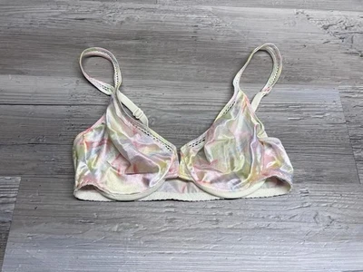 Vintage Warner's Bra Size 34B Bright Shine Pastel Rainbow Underwire Satin Sissy - Image 1 of 4