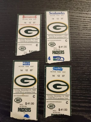 1999  Green Bay Packers Ticket Stub Lot- Brett Favre 30,000 Yards  - Image 1 of 2
