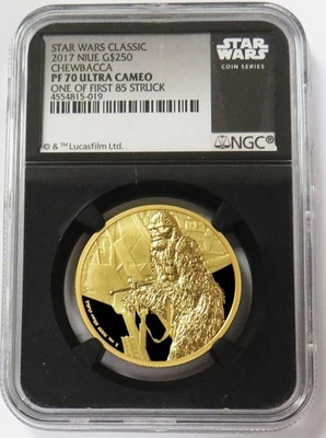 2017 GOLD NIUE $250 CHEWBACCA 1oz STAR WARS CLASSIC NGC PF 70 UC 1 OF FIRST 85 - Image 1 of 2