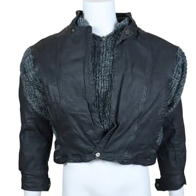 Chaqueta Suéter Bermans De Colección Cuero Motocicleta Cintura Ajustable Para Hombre Pequeña Foto 1 de 4