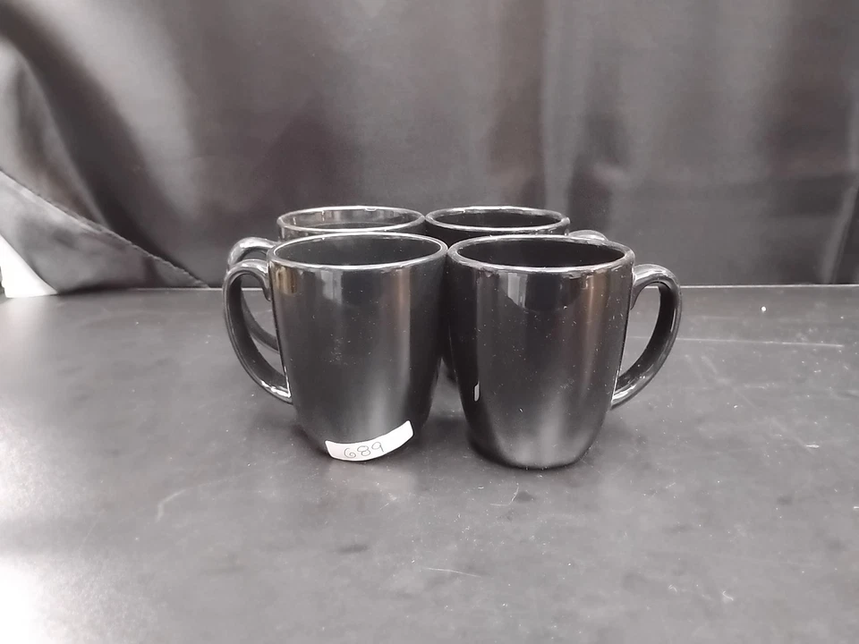 Juego de 4 tazas de café de gres Corelle negras coordenadas tazas de 4" Foto 1 de 4