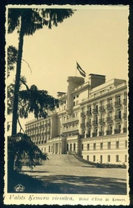 Latvia Kemmern RPPC Kemeri Hotel d'Etat front view from right 1935 Ķemeri flag - Picture 1 of 2