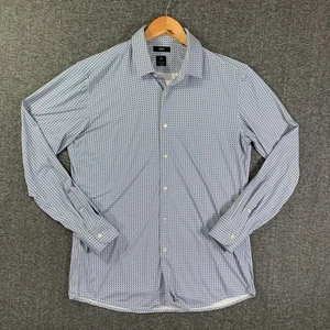 Hugo Boss Performance Shirt Men Large Slim Fit Geometric Polka Dot Stretch - Picture 1 of 11