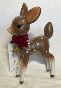 PINO BIANCO CERVO FULVO MARRONE BIANCO GLITTER 5,5 x 9,5 POLLICI NUOVO CON ETICHETTE - Foto 1 di 3