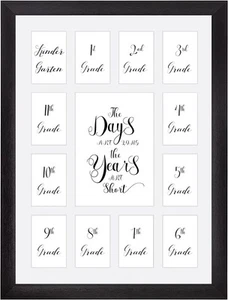 School Year Picture Frame K-12 Collage Photo Graduation Black Solid Wood Fram... - Picture 1 of 9