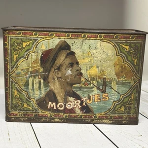 Vintage Moortjes Grafica Sigaro Tabacco Latta Ancora Rossa Olanda Raro - Foto 1 di 12